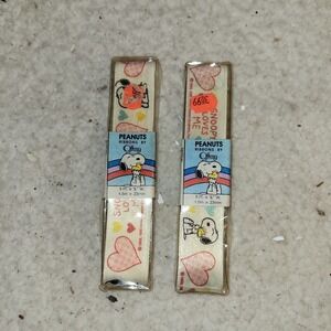 Vintage Peanuts Snoopy Ribbon Lot Of 2 Offray 5 Ft Hearts Craft 1988 USA